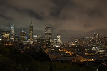 San Francisco skyline at night, as seen from the Coit Tower