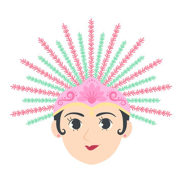 Ondel-ondel Woman Female Jakarta Traditional Puppet Mascot Symbol from Indonesia vector illustration cartoon character design
