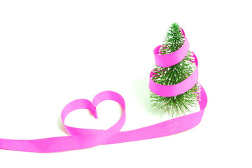 Christmas tree and ribbon.  クリスマスツリーとリボン