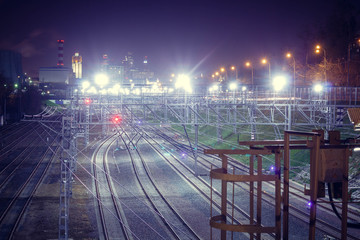 Railway metropolis with a developed infrastructure and night lighting