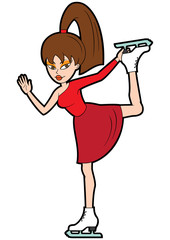 Figure skater woman/ Illustration cartoon cute girl in ice skates