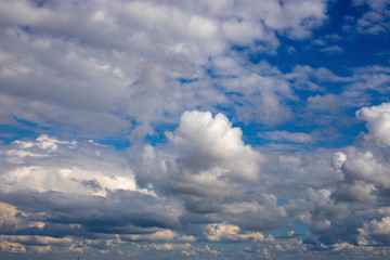 White clouds against blue sky. Beautiful sky.