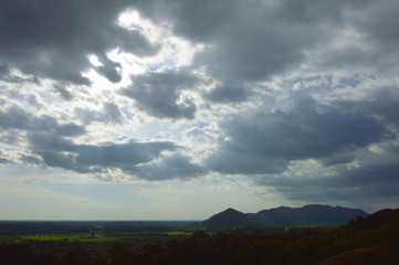 landscape of countryside from Khao Lon mountain in Thailand