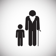 Grand parent with child on white background icon