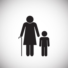 Grand parent with child on white background icon