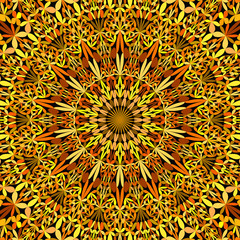 Orange petal garden mandala wallpaper design - tribal abstract vector meditation background illustration