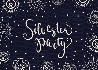 Vector illustration. sylvester party card in german.