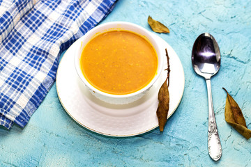 a bowl of spiced algerian vegetable soup named (Harira) 