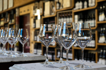 Glasses for the wine ready for a tasting