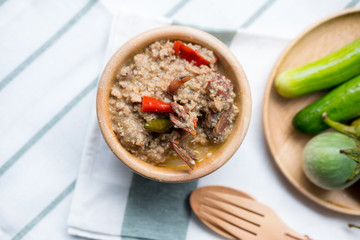 Salt crab and minced pork with soy bean sauce