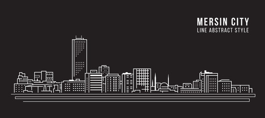 Cityscape Building Line art Vector Illustration design - Mersin city