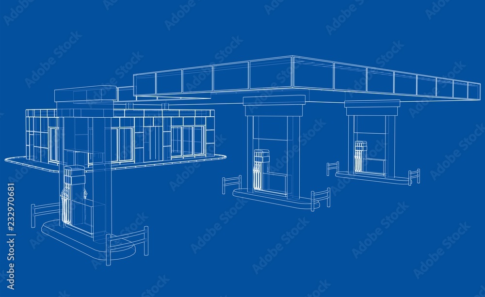 Poster gas station. vector rendering of 3d