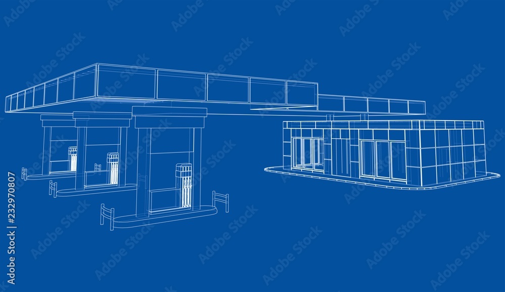 Poster gas station. vector rendering of 3d