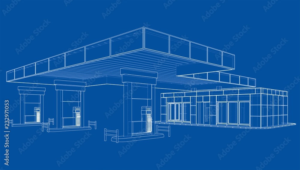 Poster gas station. vector rendering of 3d
