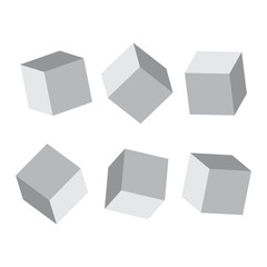 Cube 3d models. Realistic 3d cubes with shadows