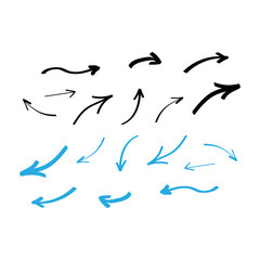 Set of hand drawn arrows. Arrows doodle set