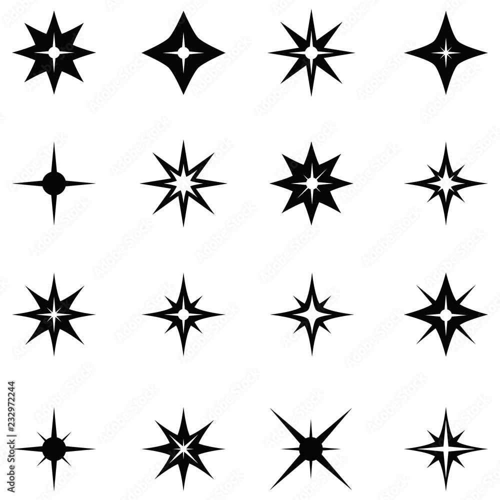 Wall mural sparkle icon set