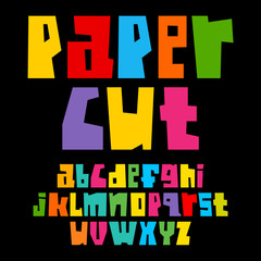 Colorful paper cut alphabet. Cutout letters