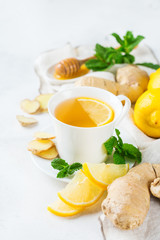 Ginger tea in a cup for flu cold winter days