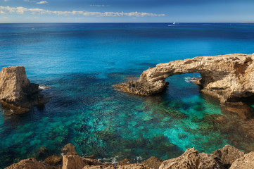 Beautiful natural rock arch near of Ayia Napa, Cavo Greco and Protaras on Cyprus island