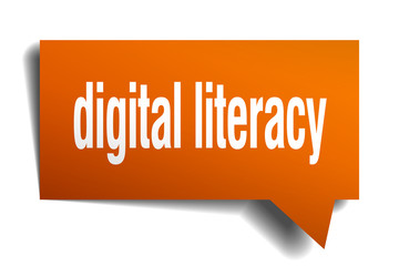 digital literacy orange 3d speech bubble