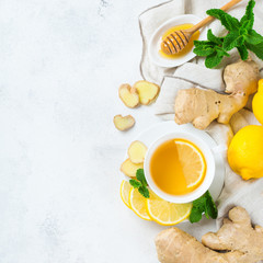 Ginger tea in a cup for flu cold winter days