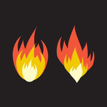 Cartoon fire flames set. Fire flame vector illustration.