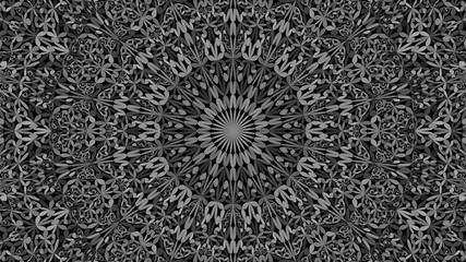 Grey abstract petal garden mandala ornament background - bohemian vector graphic design