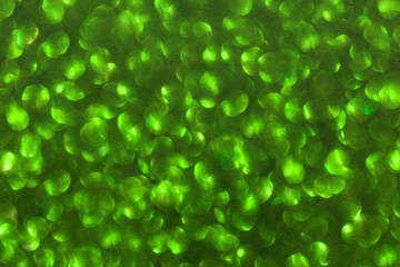 Blurred shiny green background with sparkling lights.