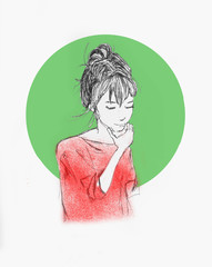 Pencil Sketch Of An Anime Girl On A White Paper