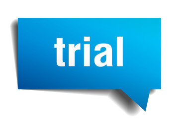trial blue 3d speech bubble