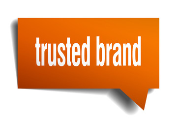 trusted brand orange 3d speech bubble