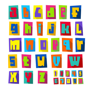 New font, cut colorful letters lower case