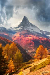 Printed roller blinds Bestsellers Mountains Matterhorn slopes in autumn