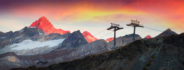 Ski lift in front of Matterhorn