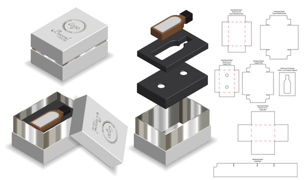 Rigid Box Packaging Die Cut Template 3D Mockup