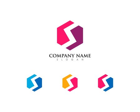 Letter S Split Hexagon Logo Template