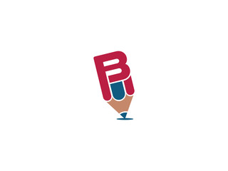 B letter and pencil logo design - Powered by Adobe