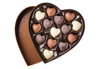Box of Heart Shaped Chocolates. Valentines Candy