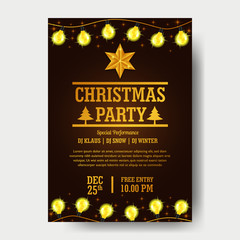 Christmas party poster invitation with illustration of. vector illustration.