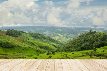 view of mountain landscape and sunlight