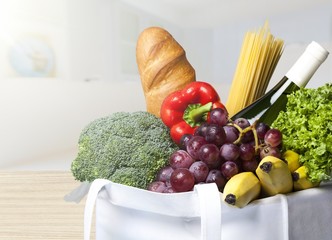 Full shopping  bag, isolated over  background