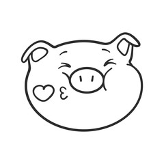Emoji pig for coloring book. Emoticon icon