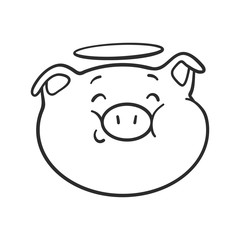 Emoji pig for coloring book. Emoticon icon
