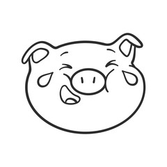 Emoji pig for coloring book. Emoticon icon