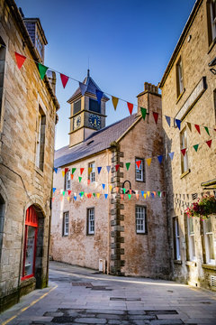 Street view of Lerwick at Shetland Islands