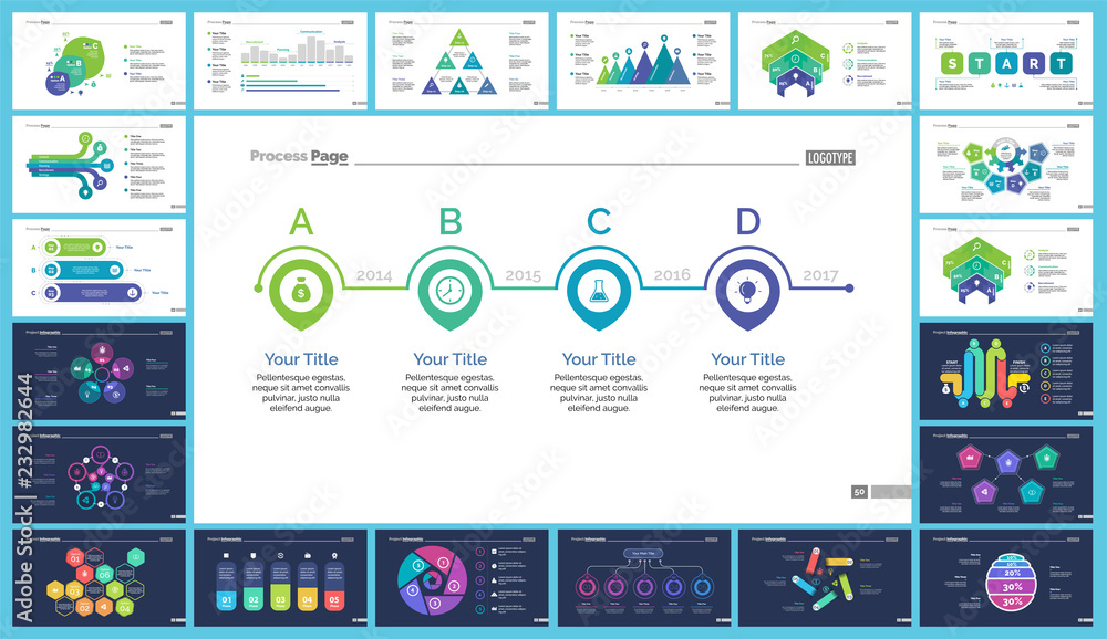 Aufkleber set of teamwork and statistics concept infographic charts. business diagrams for presentation slide 