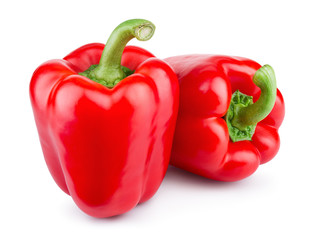 Pepper. Paprika isolated on white. Red sweet peppers. With clipping path.