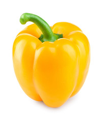 Paprika. Pepper yellow. Bell pepper isolated on white. With clipping path. Full depth of field.