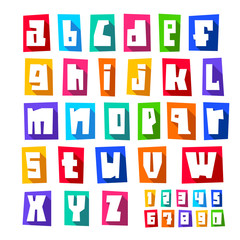 New font, cut white letters, lower case